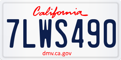 CA license plate 7LWS490