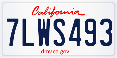 CA license plate 7LWS493