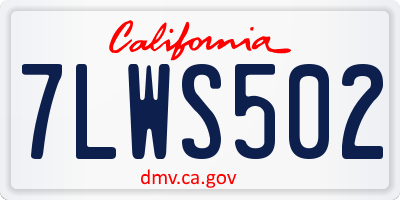 CA license plate 7LWS502
