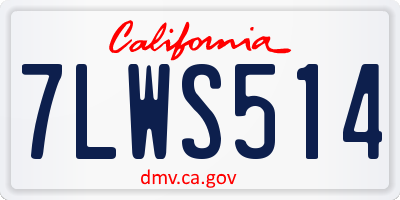 CA license plate 7LWS514