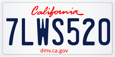 CA license plate 7LWS520