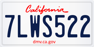 CA license plate 7LWS522
