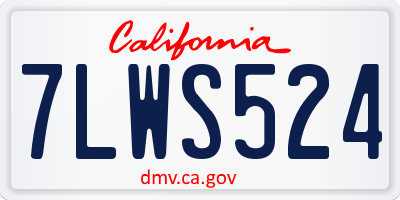 CA license plate 7LWS524