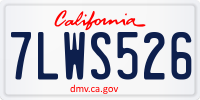CA license plate 7LWS526
