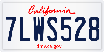 CA license plate 7LWS528