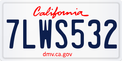 CA license plate 7LWS532