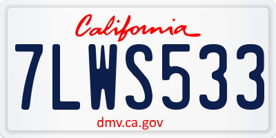 CA license plate 7LWS533