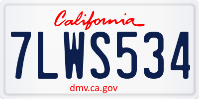 CA license plate 7LWS534