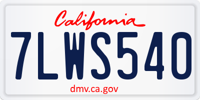 CA license plate 7LWS540