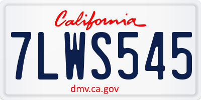 CA license plate 7LWS545
