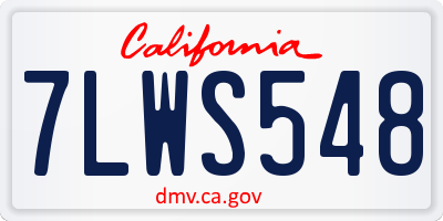 CA license plate 7LWS548