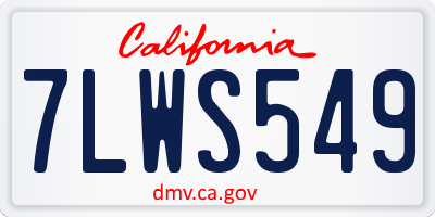 CA license plate 7LWS549