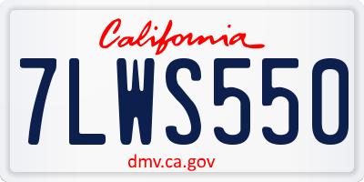 CA license plate 7LWS550