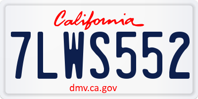 CA license plate 7LWS552