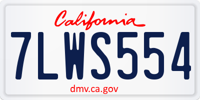 CA license plate 7LWS554