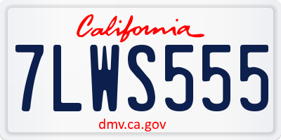 CA license plate 7LWS555