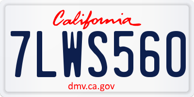 CA license plate 7LWS560
