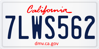 CA license plate 7LWS562