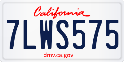 CA license plate 7LWS575