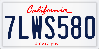 CA license plate 7LWS580