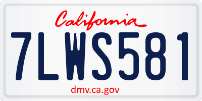 CA license plate 7LWS581