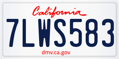 CA license plate 7LWS583