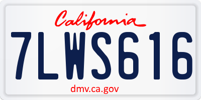 CA license plate 7LWS616