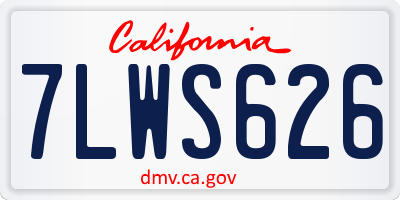 CA license plate 7LWS626