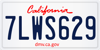 CA license plate 7LWS629