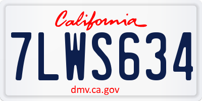 CA license plate 7LWS634