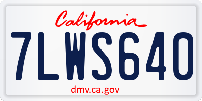 CA license plate 7LWS640