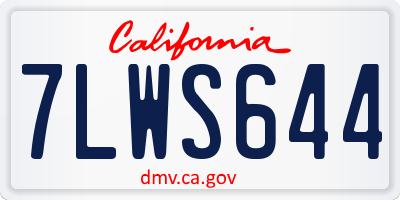 CA license plate 7LWS644