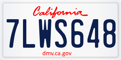 CA license plate 7LWS648
