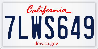 CA license plate 7LWS649