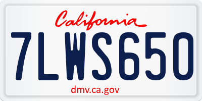 CA license plate 7LWS650