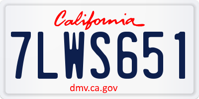CA license plate 7LWS651