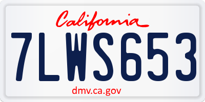 CA license plate 7LWS653