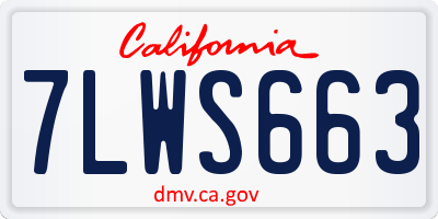 CA license plate 7LWS663