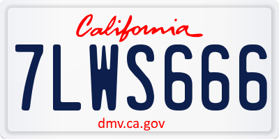 CA license plate 7LWS666