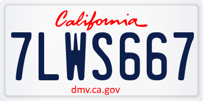 CA license plate 7LWS667