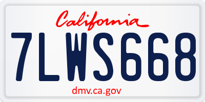 CA license plate 7LWS668