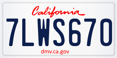 CA license plate 7LWS670