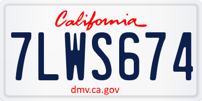 CA license plate 7LWS674