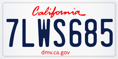 CA license plate 7LWS685