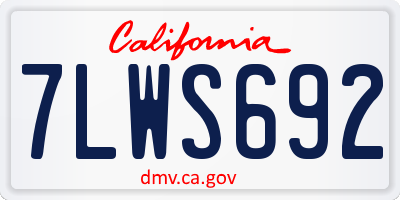 CA license plate 7LWS692