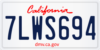 CA license plate 7LWS694