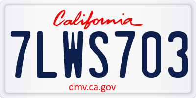 CA license plate 7LWS703