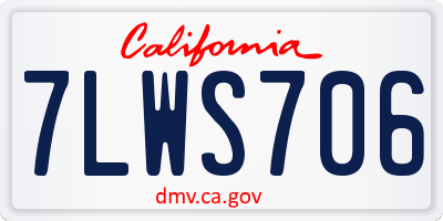 CA license plate 7LWS706