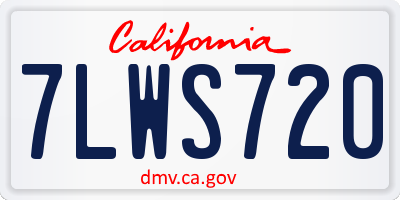 CA license plate 7LWS720