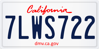 CA license plate 7LWS722